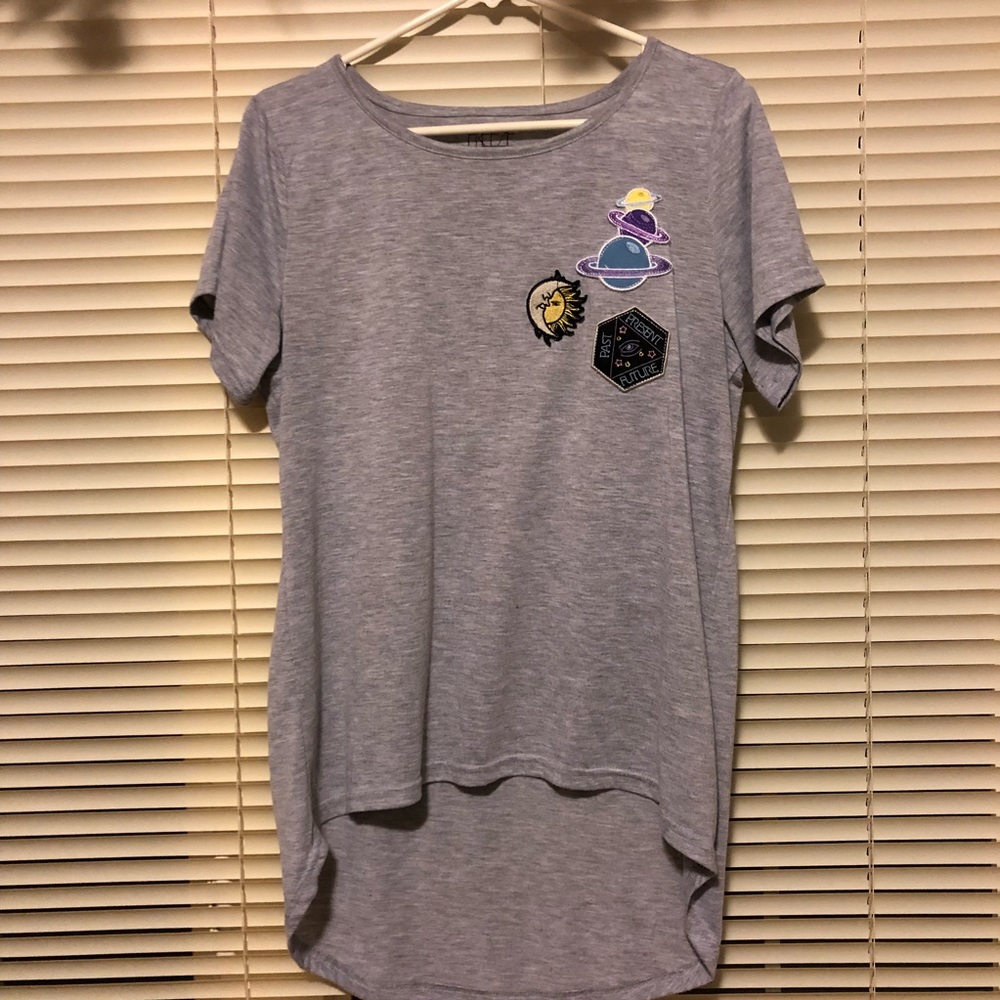 Trendy High Low Shirt with Patches